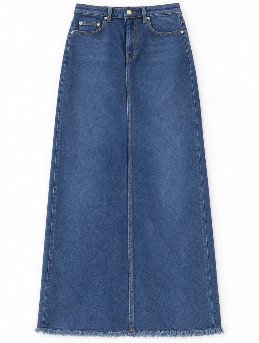 SALON 1884 Sz 26” Cadi Long Denim Jean Maxi Skirt High Slit Back